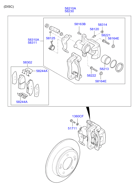 Hyundai 58302A6A31 - Stabdžių trinkelių rinkinys, diskinis stabdys fastparts.lt