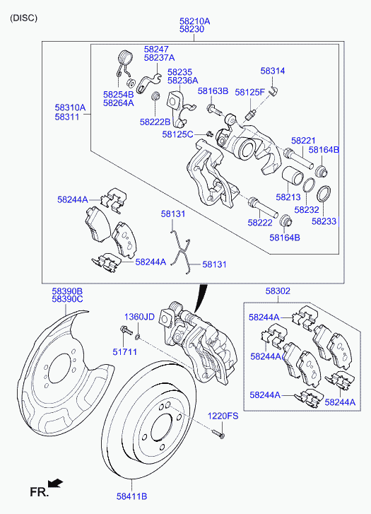 Hyundai 58302C8A30 - Stabdžių trinkelių rinkinys, diskinis stabdys fastparts.lt