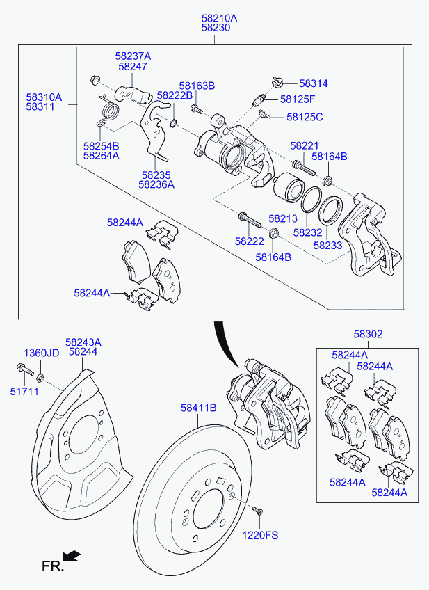 KIA 58302A4B10 - Stabdžių trinkelių rinkinys, diskinis stabdys fastparts.lt