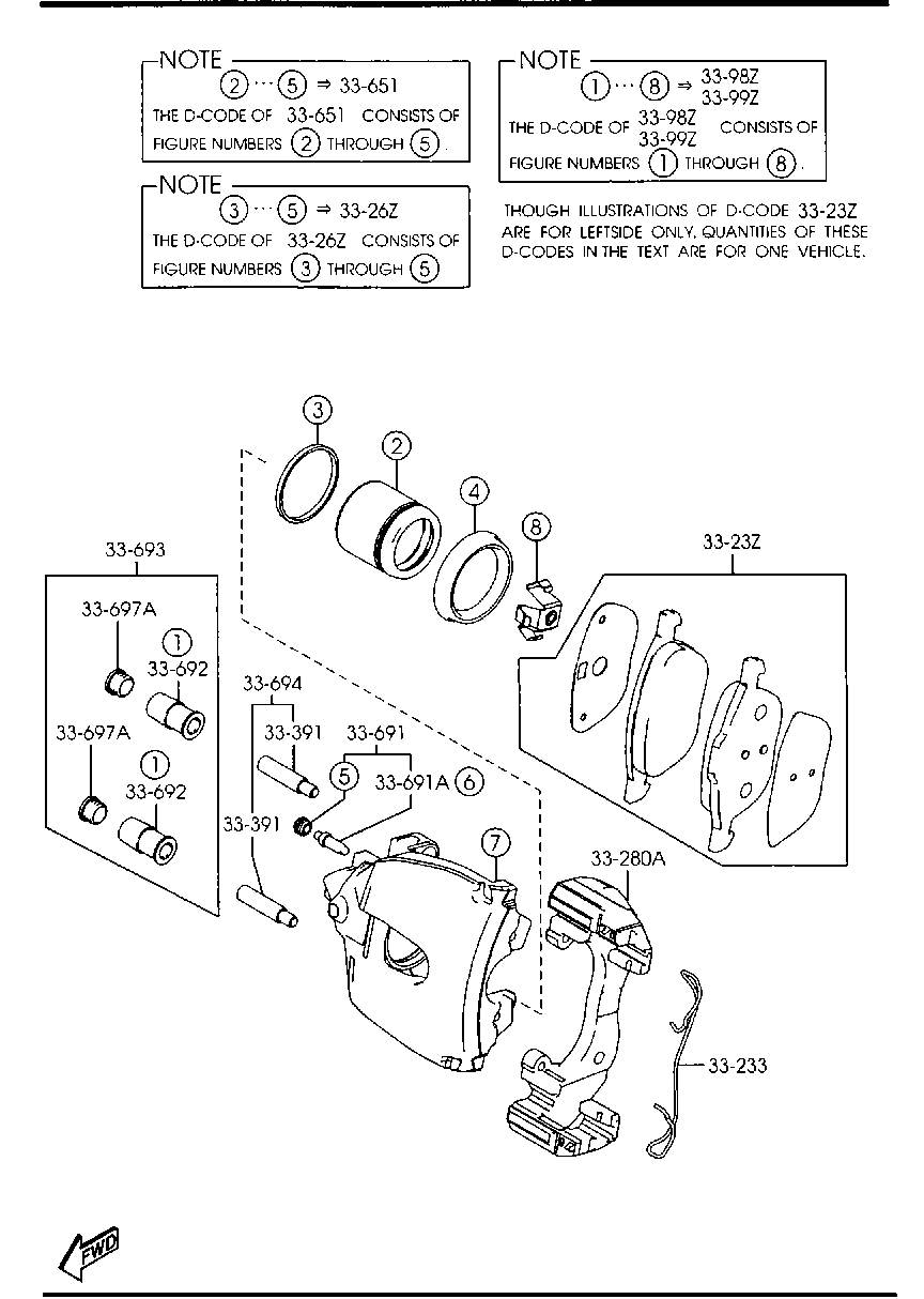 MAZDA C2Y3-33-23ZA - Stabdžių trinkelių rinkinys, diskinis stabdys fastparts.lt